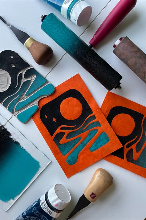 Watch me create my 11th print in my 22-Day Block Printing Challenge! Lino Block Printing, Block Printing Ideas Design, Block Printing Diy, Print Making Designs, Diy Stamps, Satisfying Art, Lino Printing, Linoleum Print, Linocut Printmaking