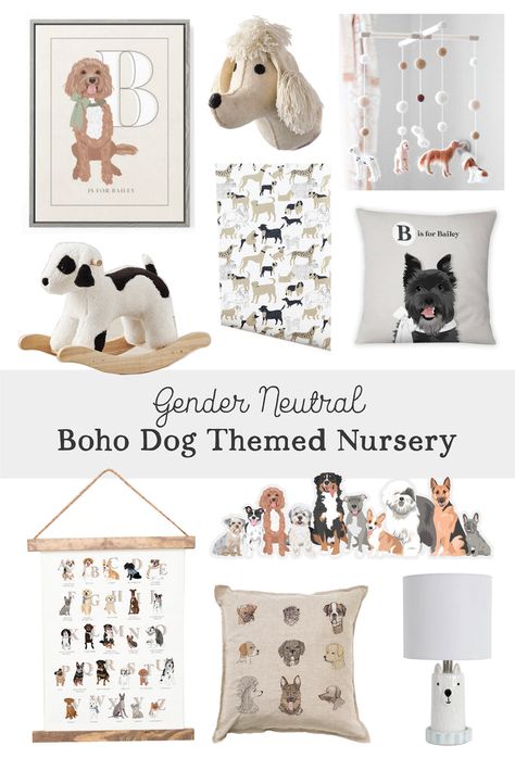 Boho Dog Nursery, Baby Boy Nursery Dog Theme, Dog Themed Nursery Gender Neutral, Puppy Theme Nursery, Dog Theme Baby Shower Ideas, Dog Theme Bedroom, Puppy Theme Room, Nursery Dog Theme, Dog Theme Nursery