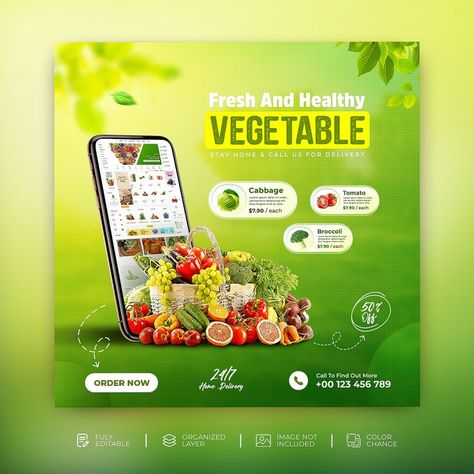 Online Vegetable, Vegetable, grocery, grocery delivery, promotion, banner, Instagram, food delivery, organic food, organic, food banner, vegetable banner, web banner, PSD, grocery sell, online, online delivery, online food, food order, fresh vegetable, discount, sale, farm, green background, nature, leaf, tomato, website, food menu, delicious burger, delicious food, foodie, healthy food, vegetarian, garden, delicious, homemade, fruits, salad, veggie, healthy lifestyle, food banner Vegetable Advertising, Grocery Banner, Green Background Nature, Vegetarian Garden, Grocery Flyer, Instagram Social Media Post, Vegetable Delivery, Fruits Salad, Green Banner