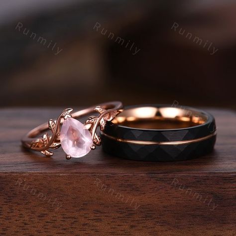 nicer than expected!! Wedding Bands For Men And Women, Wedding Rings Matching His And Hers, Rose Gold Wedding Ring Sets His And Hers, Unique Matching Wedding Rings, Married Rings Couples, Wedding Rings Men And Women, Promise Ring Ideas, Engagement Rings His And Hers, Couple Engagement Rings