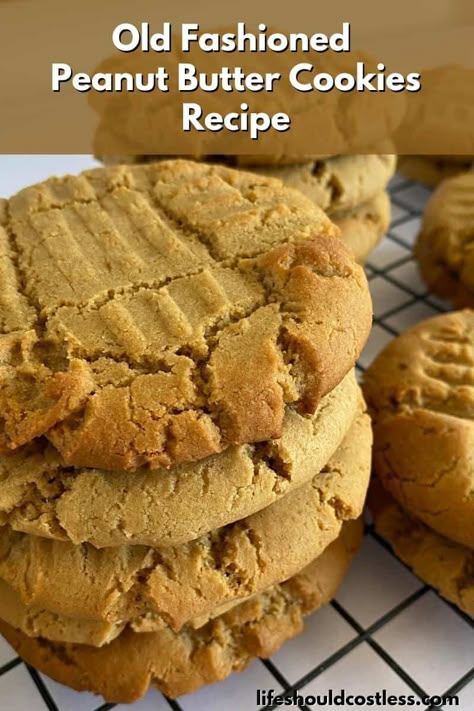 Old Fashion Peanut Butter Cookies Recipe, Worlds Best Peanut Butter Cookies, Old School Cafeteria Peanut Butter Cookies, Homemade Peanut Butter Cookies Recipe, Cookies With Rolos, Homemade Cookies From Scratch, Old Fashioned Peanut Butter Cookies, Chewy Peanut Butter Cookie Recipe, Pb Cookies