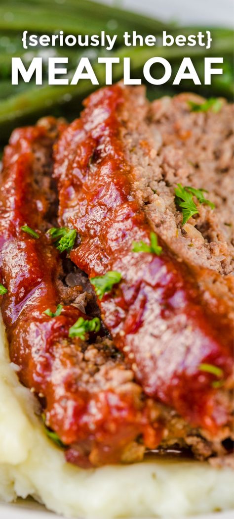 Everything about this meatloaf is good - it has the best glaze and the flavor is awesome. This is our go-to meatloaf recipe - it is easy and excellent! Quick Meatloaf, Quick Meatloaf Recipes, The Best Meatloaf, Homemade Meatloaf, Resepi Biskut, Classic Meatloaf Recipe, Good Meatloaf Recipe, Classic Meatloaf, Best Meatloaf