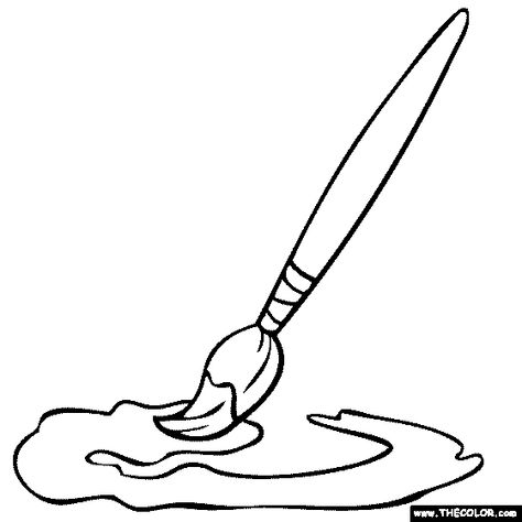 Paintbrush Coloring Page Paint Brush Coloring Page, Drawing Of Paintbrush, How To Draw A Paint Brush, Paintbrush Drawing, Ryan Sullivan, Anime Coloring Pages, Paint Brush Drawing, Baby Shower Art, Brush Drawing