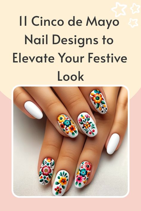 This Cinco de Mayo, let your nails be an extension of the celebration—a vibrant, artistic expression of Mexican culture. 5 De Mayo Nail Ideas, Mexican Fiesta Nails, Fiesta Nails Designs, Mexican Theme Nails, Cinco De Mayo Nails Ideas, 5 De Mayo Outfit Ideas, Mexico Nails Designs, Mexican Inspired Nails Mexico, Mexican Nails Designs