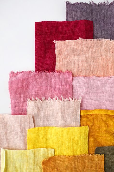 A wide range of colors from natural dyes Ruangan Studio, Natural Dye Fabric, Eco Dyeing, Textil Design, Eco Printing, Color Inspo, How To Dye Fabric, Color Textures, Shibori