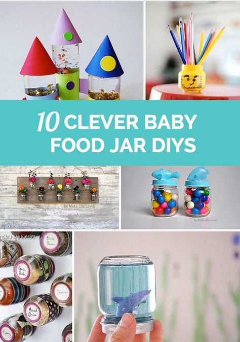 Clever ways to turn baby food jars into fun crafts or organizational tools for the home. Upcycling Jars, Baby Food Jars Diy, Oui Jars, Container Crafts, Jars Crafts, Reuse Containers, Baby Jars, Baby Food Jar Crafts, Diy Baby Food