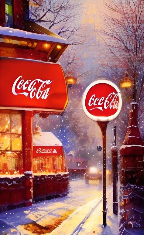 Coca-Cola Winter Nostalgia Aesthetic Christmas Wallpaper Created with Artificial Intelligence Coca Cola Aesthetic, Nostalgia Aesthetic Wallpaper, Winter Nostalgia, Coca Cola Wallpaper, Cocoa Cola, Aesthetic Christmas Wallpaper, Chestnuts Roasting, Band Aesthetic, Coca Cola Christmas