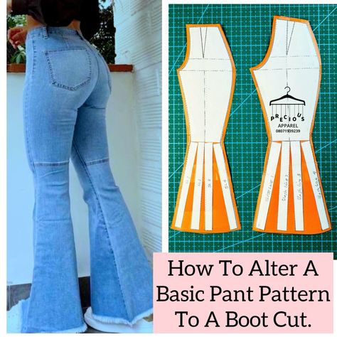 [PaidAd] Boot Cuts Are Beautiful And Can Be Rocked With Any Fabric Of Choice. This Illustration Is Beginners Friendly If You Have A Basic Knowledge Of Pant Drafting You Can Easily Manipulate Or Alter A Pant Pattern To A Boot Cut. This Illustration Is Easy And Straight To The Point. Required Measurements Band Waist To Hip Waist To Knee Waist To Floor Round Thigh Round Knee Round Ankle Hip Circumference * Feel Free To Ask Questions * Feel Free To Like And #trouserpantspatterndesign Precious Apparel, Trouser Pants Pattern, Pants Pattern Free, Pant Pattern, Diy Clothes Patterns, Clothing Pattern Design, Baby Tutu Dresses, Trouser Pattern, Boot Cut Pants