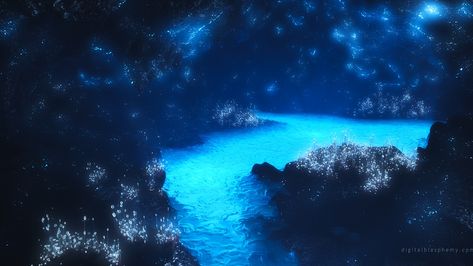 Glow worm caves. Glow Worm Cave, Underwater Caves, Digital Ocean, Zero Wallpaper, Blue Wallpaper Iphone, River Art, Lit Wallpaper, Cool Wallpapers For Phones, Neon Wallpaper