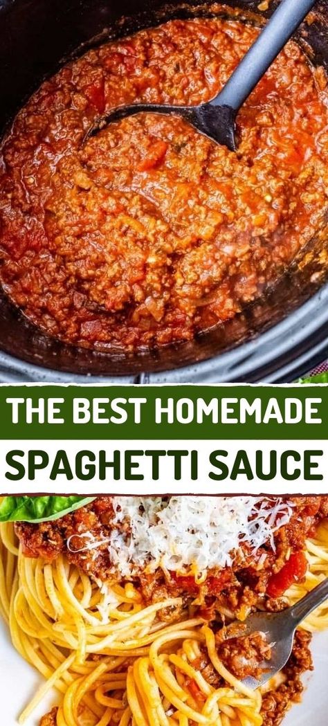 The Best Homemade Spaghetti Sauce Keto Meat Sauce Spaghetti, Good Spagetti Recipe, Best Slow Cooker Spaghetti Sauce, Thick Spaghetti Meat Sauce, Best Homemade Sauce, How To Make Store Bought Spaghetti Sauce Better, Best Crock Pot Spaghetti Sauce, Spaghetti Sauce Meat, Best Speggetti Sauce