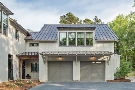 Garage Door Awning, Room Above Garage, Farmhouse Garage, Door Awning, Garage Guest House, Garage Addition, Garage Loft, Garage Exterior, Carolina House