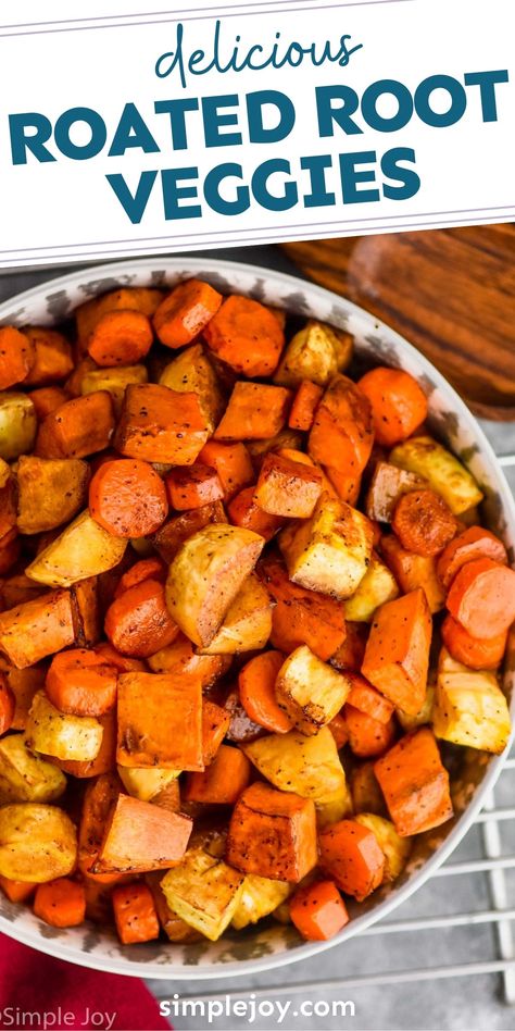 Roasted Veggies Recipe, Roasted Fall Vegetables, Root Vegetables Recipes, Roasted Root Veggies, Roasted Vegetable Recipes, Root Veggies, Roasted Root Vegetables, Roast Beef Recipes, Chicken Thigh Recipes Baked