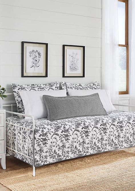 Bedroom Guest Rooms, Spare Bedroom Decor, Daybed Bedding Sets, Daybed Bedroom, Black Daybed, Daybed Sets, Daybed Cover Sets, Toile Design, Laura Ashley Home