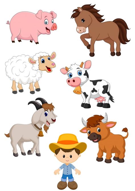 Cartoon Farm Animals Clip Art, Farm Animal Printables, Farm Animals Drawing, Cartoon Farm Animals, Farm Animals Pictures, Farm Animals Preschool, Farm Cartoon, Baby Animal Nursery Art, Watercolor Farm