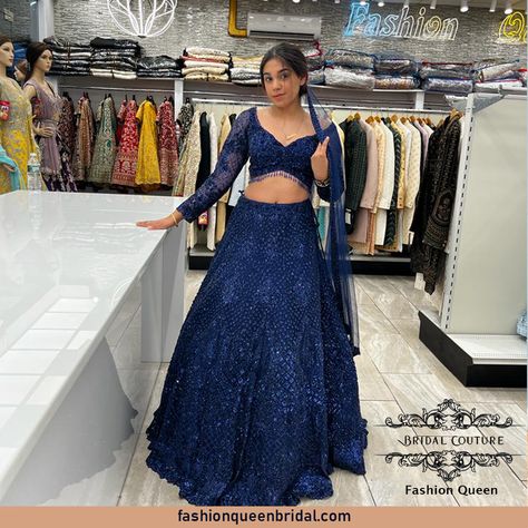 Step into the night with elegance and allure in our enchanting dark blue party wear lehenga. Embrace the magic of twilight in style!" 💙🌟 Prepare to steal the spotlight at your next party with our mesmerizing designer lehengas. Radiate star power and grace wherever you go! ✨ 📞For inquiries, drop us a message or visit our store we’re located at 1358 Oak Tree Rd, Iselin, NJ 08830. . . . #PartywearLehenga #darkbluelehengas #modernlehenga #sangeetoutfit #Royalbluelehenga #partywearshararas Dark Blue Lengha, Dark Blue Party, Dark Blue Lehenga, Blue Lengha, Modern Lehenga, Royal Blue Lehenga, Sangeet Lehenga, Partywear Lehenga, Golden Lehenga