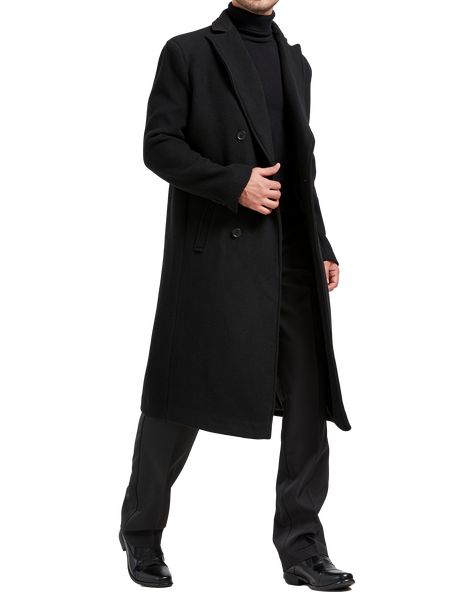 Introducing our Men's Black Overcoat, a stylish and warm winter jacket. This double-breasted coat features peak lapels and a button fastening. It has two hip pockets and a centre vent at the back for comfort. Made from 70% wool, 25% polyester, and 5% cashmere, it's fully lined with luxury black satin. The coat measures 46" from collar to hem, providing excellent coverage. Elevate your winter wardrobe with this timeless and comfortable overcoat. Suit Overcoat, Warm Winter Jacket, Peacoat Men, Black Overcoat, Wool Winter Coat, Winter Suit, Long Overcoat, Warm Winter Jackets, Long Black Coat