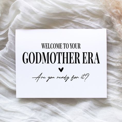 This Godmother proposal card is the perfect proposal idea! CARD DETAILS:  - A2 Horizontal Folded Card (5.5"W x4.25"H) - Notecard Size - Professionally printed on smooth, white, 110lb cardstock - Comes with a premium envelope, your choice of color (see listing images for options) - Blank inside *My website and logo is printed on the back of the cards Godmother Presents Gift Ideas, God Mommy Proposal, Godmom Proposal Ideas, Wedding Godparents Proposal Ideas, Will You Be My Godmother Proposal, Godmom Proposal Ideas Diy, God Mom Proposal Ideas, Godmother Proposal Ideas Diy, God Parents Proposal Ideas