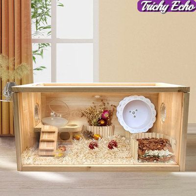 It’s recommended for dwarf hamsters, Degus, Mice, most of the Syrian hamsters, and most of small animals. | Trichy Echo Wooden Hamster Cage Mice & Rat Habitat Small Animal Habitat For Rabbits, Guinea Pigs, Chinchillas w / Openable Top & Large Acrylic Sheets Rat Habitat, Hedgehog Pet Cage, Syrian Hamster Cages, Wooden Hamster Cage, Kandang Hamster, Hamster Diy Cage, Cool Hamster Cages, Pig Habitat, Bear Hamster