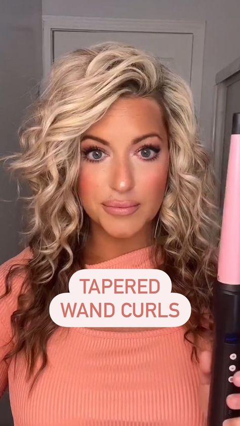 Tapered wand hair! 1. What you’ll need - a tapered wand & firm hold hairspray. 2. Always work in sections. 3. Hold it vertically with the… | Instagram Curling Wand Tutorial, Using A Curling Wand, Wand Hairstyles, Beach Wave Hair, Curling Hair With Wand, Hair Down, Wand Curls, Top 4, Curled Hairstyles