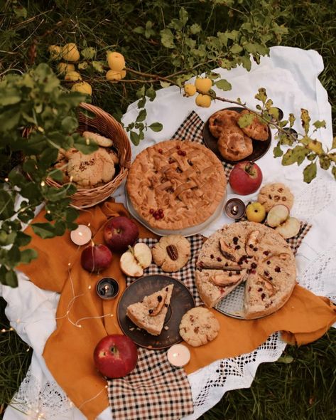 Romantic Picnic Food, Autumn Tale, Autumn Picnic, Cottagecore Picnic, Fall Picnic, Girl Sleepover, Apple Pie Recipe, Cottage Aesthetic, Harvest Party