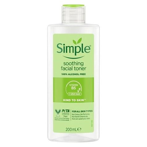 A great skin care routine is as easy as 1,2,3 — with the middle step being a face toner, of course! Our Simple Kind to Skin Soothing Facial Toner features a special blend of Simple skin-toning goodness, including pro-vitamin B5, chamomile, witch hazel and allantoin, to help keep your skin refreshed and toned. Containing no artificial perfumes or colours, and no harsh chemicals that can upset your skin, it's our best face toner for sensitive skin. It does not clog pores and is hypoallergenic and dermatologically tested and approved. We believe in continuously working to be kinder to the planet. That's why this Simple toner is vegan and Simple is certified cruelty-free by PETA, meaning we don't test on animals, anywhere in the world. Simple Toner, Best Face Toner, Toner For Sensitive Skin, Light Moisturizer, Alcohol Free Toner, Great Skin, Skin Care Range, Skin Care Brands, Toner For Face