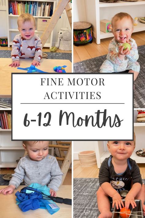 Fine Motor Activities for Babies 6-12 Months Infant Learning, Baby Development Activities, Infant Classroom, Learn Through Play, Aktiviti Kanak-kanak, Baby Sensory Play, Baby Play Activities, Motor Development, Baby Learning Activities