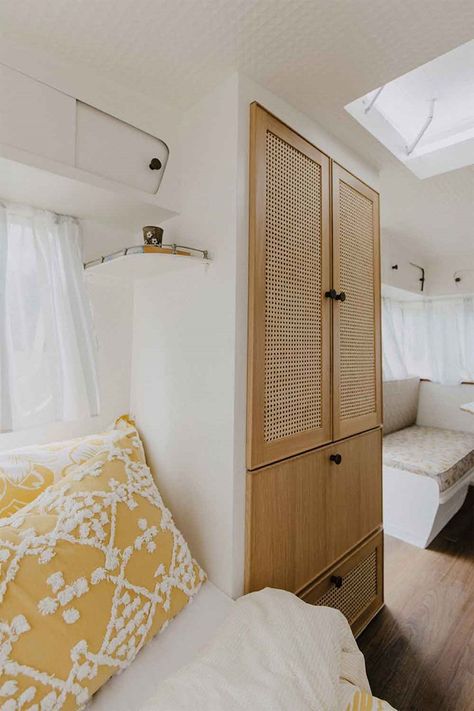 Take a tour through this vintage caravan renovation | Home Beautiful Magazine Australia Vintage Caravan Interiors, Caravan Vintage, Custom Mattress, Caravan Makeover, Caravan Renovation, Retro Caravan, Caravan Interior, Vintage Caravan, Vintage Caravans