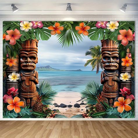 Faster shipping. Better service Tiki Christmas, Totem Tiki, Hawaiian Beach Party, Totem Design, Tropical Glam, Beach Backdrop, Themed Photography, Tiki Totem, Hawaiian Tiki