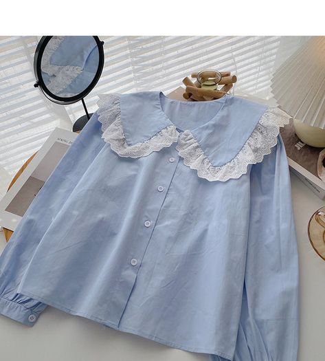 Korean Blouse, Korean Top, Chinese Fashion Street, Sweet Clothes, Poplin Blouse, Modest Dresses Casual, Fashion Tops Blouse, Easy Trendy Outfits, Perfect Wardrobe