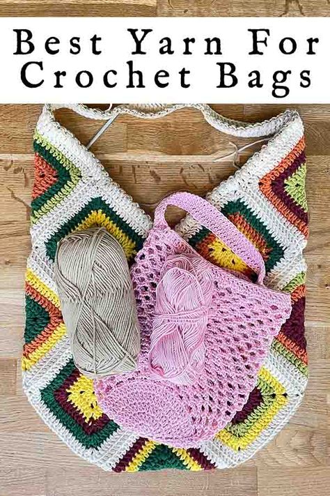 Best Yarn For Crochet Bag, Crochet Cotton Yarn Projects Bags, Acrylic Yarn Crochet Bag, Crochet Mystery Bag Ideas, Cotton Crochet Bags Free Pattern, Best Yarn For Crochet, Cotton Yarn Projects, Yarn For Crochet, Caron Yarn