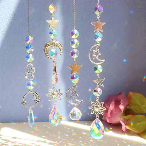 Faster shipping. Better service Crystal Wind Chimes, Hexagon Diamond, Window Light, Rainbow Maker, Crystal Lighting, Moon Crystal, Hanging Curtains, Window Hanging, Sun And Moon