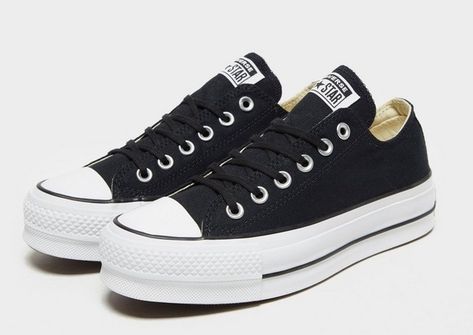 Converse Chuck Taylor Lift Clean Black Converse Platform, Black Platform Converse, Mode Converse, Converse Platform, Low Top Converse, Nike Converse, Chuck Taylor All Star Lift, Converse Low Tops, Vans Converse