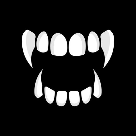 Vampire teeth vector isolated on black background Halloween Stencils Tattoo, Vampire Teeth Art, Vampire Teeth Drawing, Vamp Teeth, Teeth Emoji, Vampire Clipart, Dracula Teeth, Vampire Icon, Teeth Vector