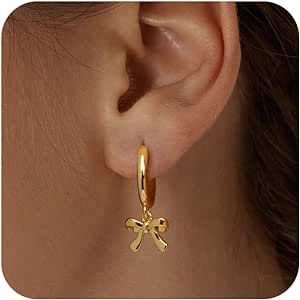 Risamil Gold Earrings for Women Trendy Bow Earrings 14K Gold Plated/Silver Hoops Simple Bow Twist Gold Huggie Hoop Earrings Dainty Cubic Zirconia Bow Hoop Earrings for Women Jewelry Gold Huggie Hoop Earrings, Simple Bow, Trendy Bows, 2024 Wishlist, Simple Hoop Earrings, Gold Earrings For Women, Earrings Dainty, Bow Earrings, Huggie Hoop Earrings