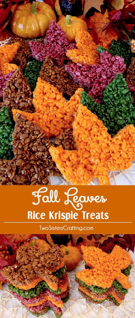 These beautiful Fall Leaves Rice Krispie Treats are delicious, easy to make and perfect for a Thanksgiving Treat or an Autumn potluck dessert. Who wouldn't want a colorful Rice Krispie Treat Maple Leaf as a Thanksgiving Dessert? Pin this yummy Fall Treat and follow us for more great Thanksgiving Food Ideas. Fancy Sweets, Potluck Dessert, Diy Cakes, Autumn Baking, Decoration Buffet, Fall Parties, Potluck Desserts, Fall Brunch, Thanksgiving Projects