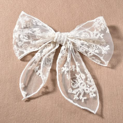 PRICES MAY VARY. ❥Handmade Big Bow for Women Girls: Size: 7.9 * 6.7 Inch; Color: Off-White. (Note: It is a big bow, please care about the size when ordering). Not only for hair barrettes but also can be used as bags or hats DIY accessories. ❥Unique and Beautiful: Dress your little angel to take the limelight with the baby girls bow Hair Clip from our shop. This hair clip has a large lace bow that'll catch everyone's gaze. The alligator hair clip is easy to use and works with all hair types. ❥Sui Wedding Party Beach, Cute Hair Ties, Curly Hair Accessories, Accessories For Wedding, Flower Hair Bows, Hair Tie Accessories, Large Hair Bows, Toddler Hair Clips, Embroidered Lace Fabric