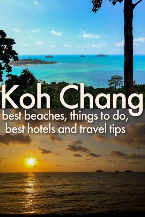 Here is everything you need to know to travel to Koh Chang, Thailand. Travel tips about how to get there, things to do in Koh Chang, best hotels and hostels on the island. A list of Koh Chang beaches, including the stunning White Sand Beach and also local tips to activities, tours and bars to enjoy the sunset. Your trip to this tropical paradise starts here! Thailand Activities, Sunset Drinks, Koh Kood, Koh Samui Beach, Thailand Adventure, Asian Travel, Thailand Travel Tips, Koh Chang, Thailand Beaches