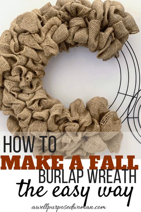 Making Burlap Wreaths, Diy Burlap Wreath Tutorial, Easy Burlap Wreath, Burlap Wreath Tutorial, Farmhouse Fall Wreath, Burlap Wreath Diy, Easy Diy Wreaths, Burlap Wreaths, Cottage Market