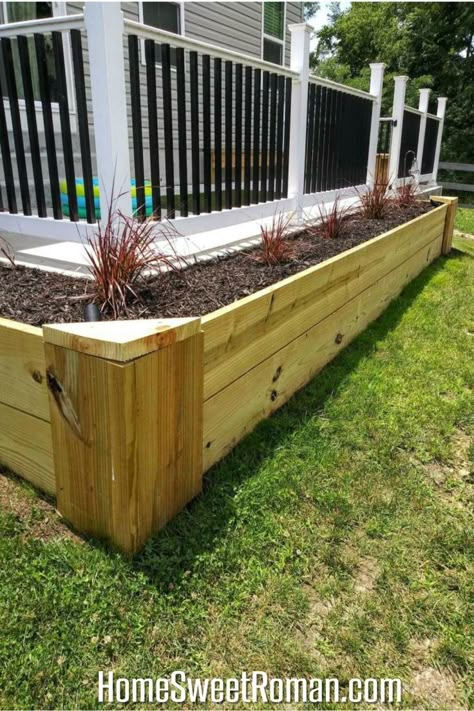 Beautiful Flower Beds, Build A Raised Garden Bed, Cheap Raised Garden Beds, Wooden Garden Bed, Raised Flower Beds, Privacy Landscaping, Building A Raised Garden, Window Planters, Backyard Plants