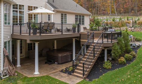 Multi-Level Deck in Enola, PA - Stump's Decks & Porches Deck Expansion Ideas, Deck Ideas On A Slope, Two Level Deck Ideas, Redo House, Two Level Deck, Deck Maintenance, Deck Remodel, Multi Level Deck, Tiered Deck