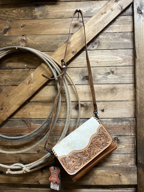 Color: COWHIDE/TOOLED LEATHER Western Bags Purses, Western Bags, Country Room, Western Things, Cowhide Clutch, Western Bag, Cowhide Purse, Cowgirl Tuff, Western Purses