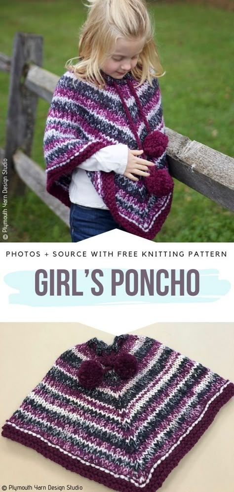 Chunky Ponchos for Kids Free Knitting Patterns - Free Crochet Patterns Chunky Knit Poncho Free Pattern, Crochet Poncho For Kids, Poncho Knitting Patterns Free Easy, Kids Sweater Pattern Free Knitting, Super Chunky Knit Patterns Free, Knit Poncho Free Pattern, Poncho Knitting Patterns Free, Knitted Poncho Patterns Free, Kids Poncho Pattern