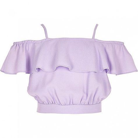 Girls purple frill bardot crop top #suitvest #suit #vest #aesthetic Tennis Outfit Cute, Bardot Crop Top, Purple Crop Top, Summer Crop Tops, Print Crop Tops, Dream Clothes, Polyvore Outfits, Cute Casual Outfits, Aesthetic Clothes