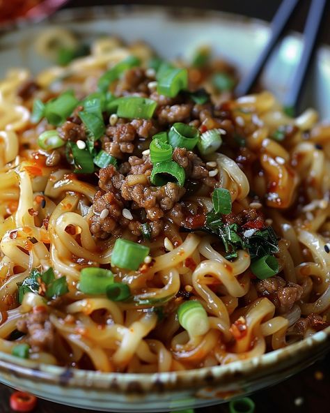 Skip the take-out and make this quick and easy Mongolian Ground Beef Noodles dish for dinner tonight. Sure to be a favorite meal for all ages. Quick Healthy Asian Recipes, Mongolian Inspired Ground Beef Noodles, Mongolian Beef Noodle Bowl, Mongolian Beef Recipe With Noodles, Ground Beef Noodle Bowl, Ground Beef Vietnamese Recipes, Noodle Dishes Asian, Ground Beef Asian Noodles, Thai Beef Noodles