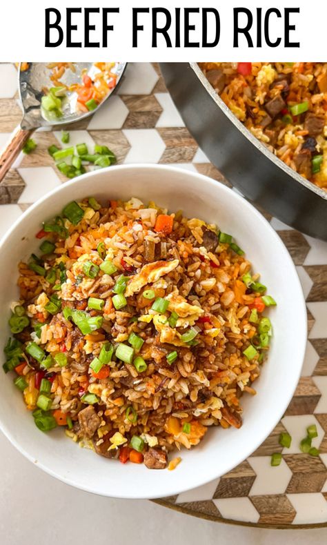 Beef For Stir Fry Recipes, Beef Fried Rice Recipe Chinese, Beef Fried Rice Recipe Easy, Ground Beef Fried Rice With Egg, Brisket Fried Rice, Brisket Stir Fry, Beef Fried Rice With Egg, Rice Variations, Ground Beef Fried Rice