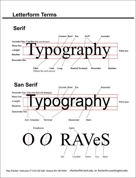 Chart of Letterform Terms showing baseline, serifs, counters, ascender, x-height and other elements of a letterform Typography Anatomy, Typography Meaning, Anatomy Of Typography, Best Calligraphy Fonts, Typography Rules, Type Anatomy, Typographie Inspiration, Free Calligraphy Fonts, Script Typeface