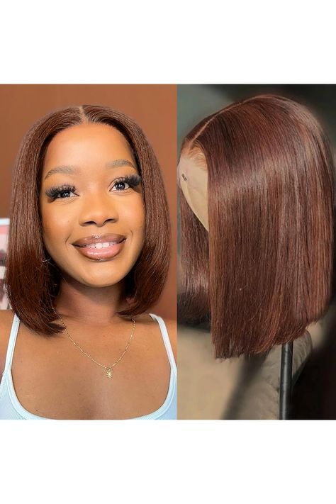 Bob Wig Human Hair Color #4 Chocolate Brown HD Lace Front Wig Glueless 13x4 Lace Front Wigs Human Hair Pre Plucked 150 Density 10 Inch Human Hair Color, Lace Front Wigs Human Hair, Wig Human Hair, Wigs Human Hair, Bob Wig, Hairstyles Ideas, Hd Lace, Bob Wigs, Lace Front Wig