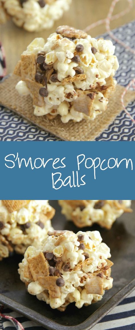 S’mores Popcorn Balls, Ball Desserts, Smores Popcorn, Popcorn Ball, Fun Popcorn, Popcorn Balls Recipe, Fun Party Favors, Kid Friendly Dessert, Dreamy Desserts