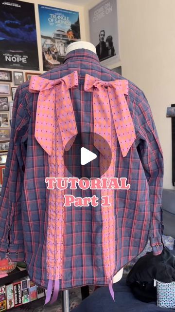 𝐁𝐋𝐀𝐂𝐊 𝐒𝐇𝐄𝐄𝐏 𝐁𝐎𝐍𝐄𝐒 on Instagram: "Part 1 of my slightly messy bow shirt tutorial!! sorry to split it up in two I can't post longer videos on this account. I hope the tutorial makes sense and you have fun if you end up making one!!💕🫶🏻🌈🐸🧷 #upcycling #fashionbrand #handmade #altfashion #alternative #unconventional
#maximalism #maximalist #sewingtutorial" Upcycling Shirts Ideas, Alternative Sewing Patterns, Shirt Recycle Ideas, Button Up Shirt Upcycle, T Shirt Upcycling Diy, Clothing Upcycle Diy, Upcycled Fashion Refashioning, Diy Sewing Clothes Upcycling, Refashion Clothes Tutorial