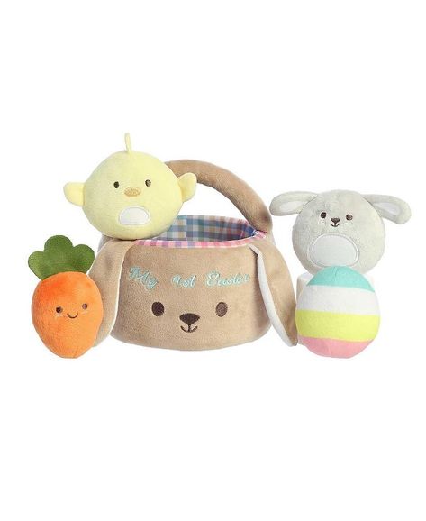 Small My 1st Easter Basket Spring Vibrant Plush Toy Multi-color 6" First Easter Basket, Carrot Baby, Sweet Embroidery, 1st Easter, Easter Plush, My First Easter, Plush Collection, Grey Bunny, Bunny Basket